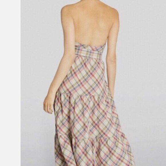 NEW Polo Ralph Lauren Madras Tiered Wrap Maxi Halter Dress Cottagecore Size 10 - Picture 8 of 14